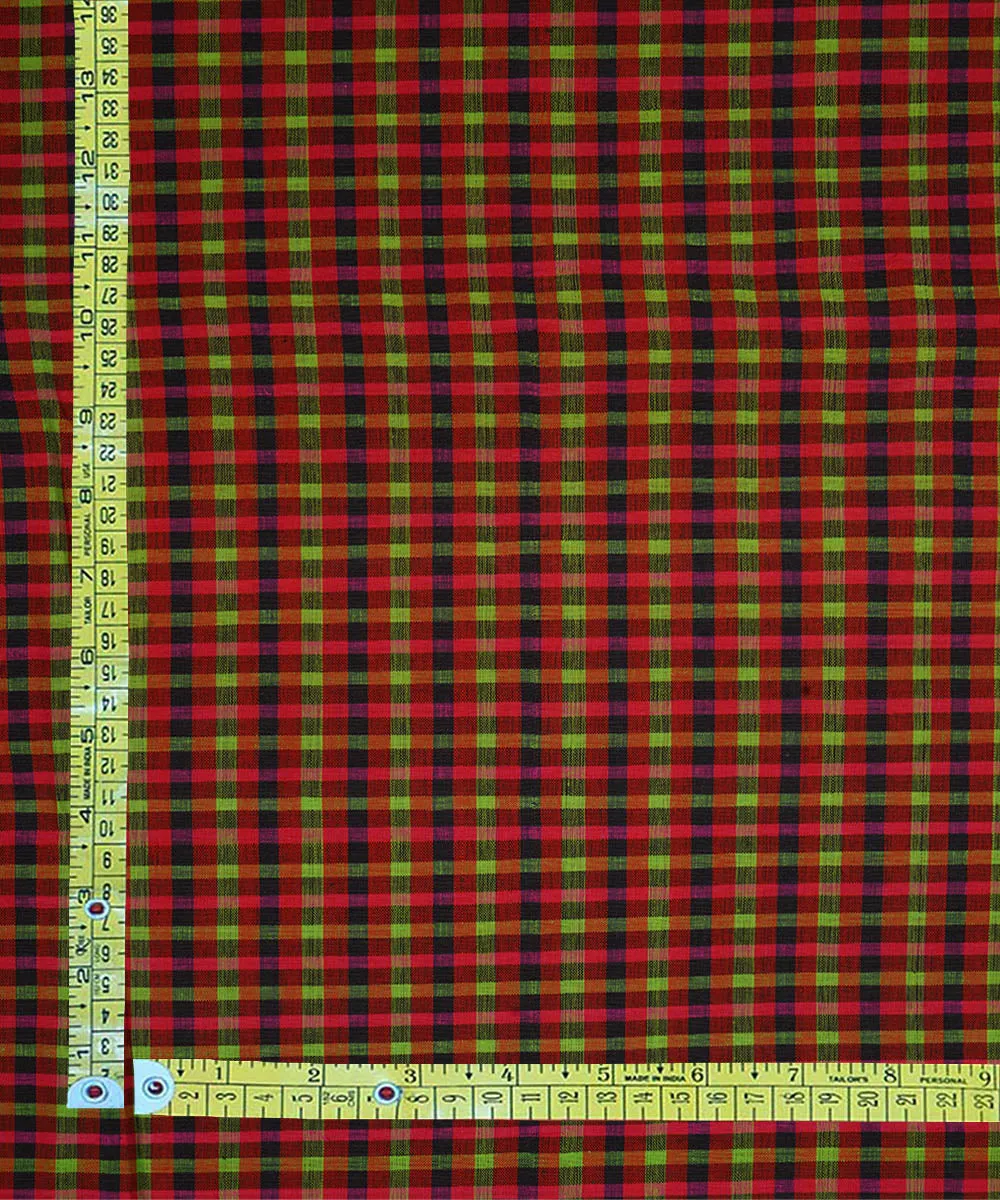 1.4m Multicolour hand woven checks cotton mangalgiri  material