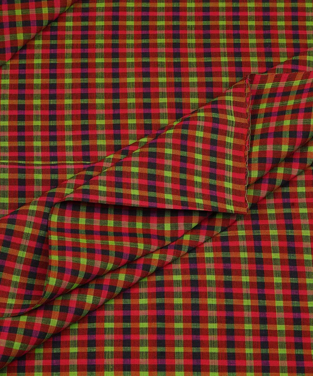 1.4m Multicolour hand woven checks cotton mangalgiri  material