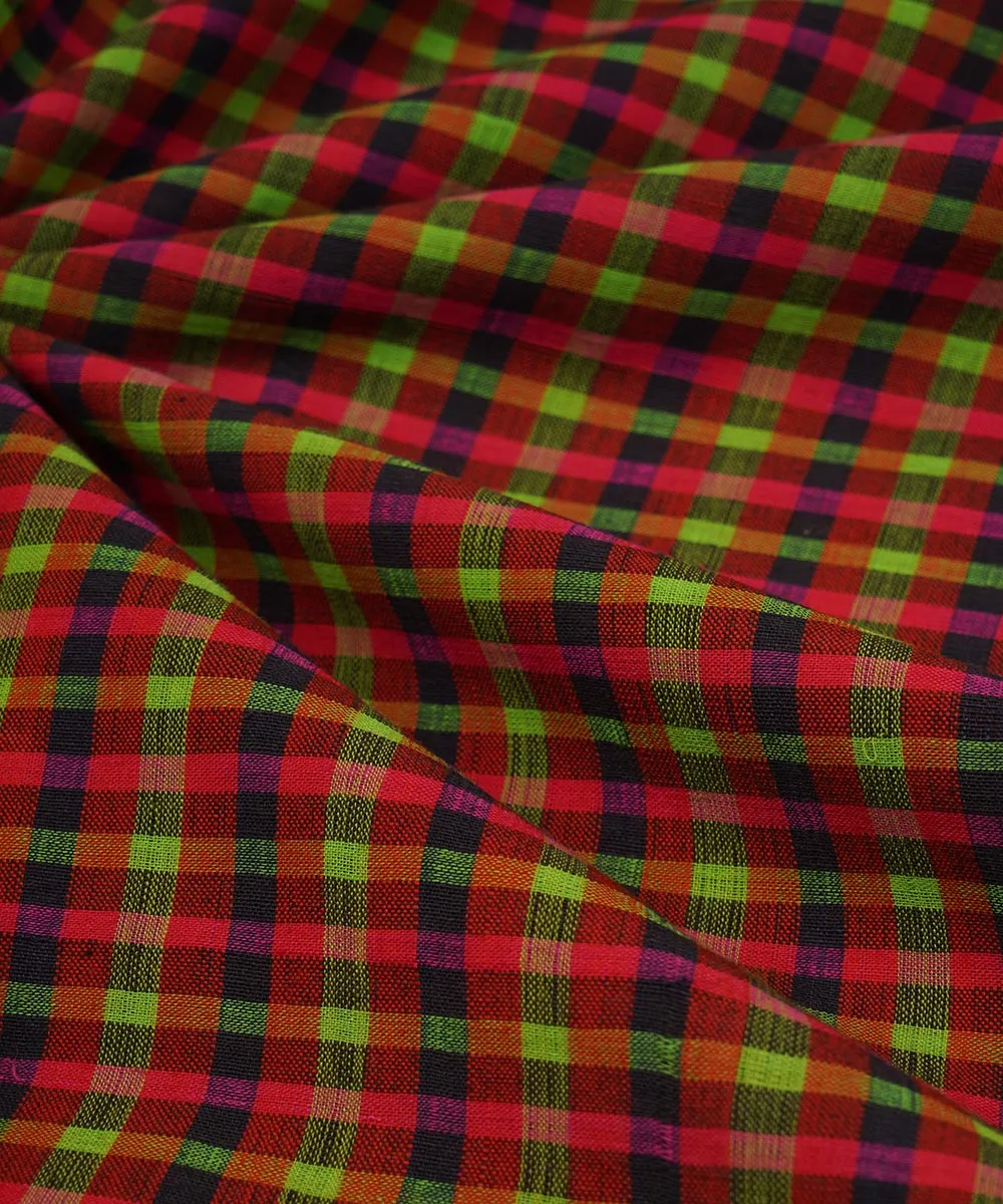 1.4m Multicolour hand woven checks cotton mangalgiri  material