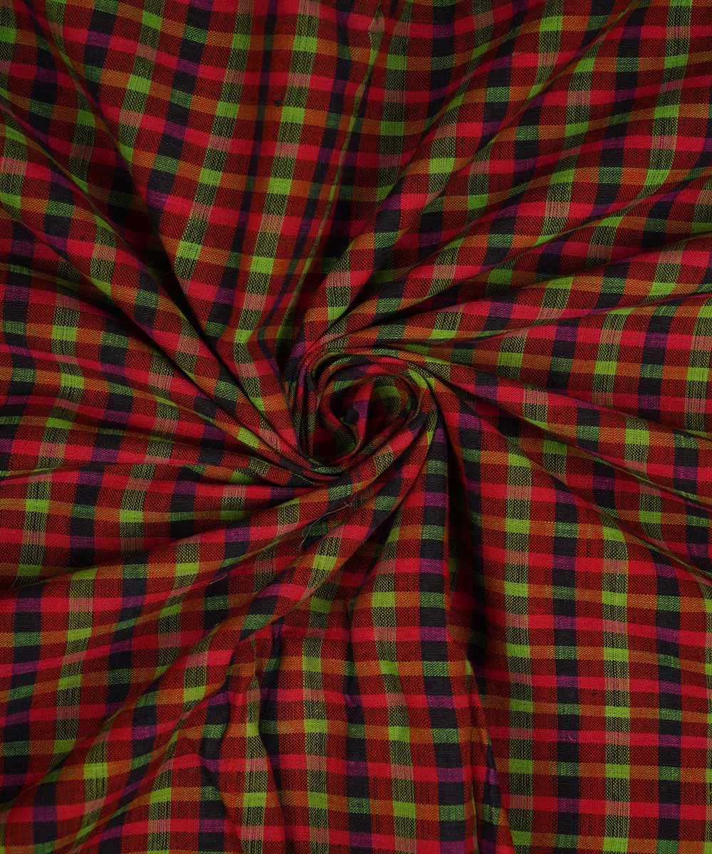 1.4m Multicolour hand woven checks cotton mangalgiri  material