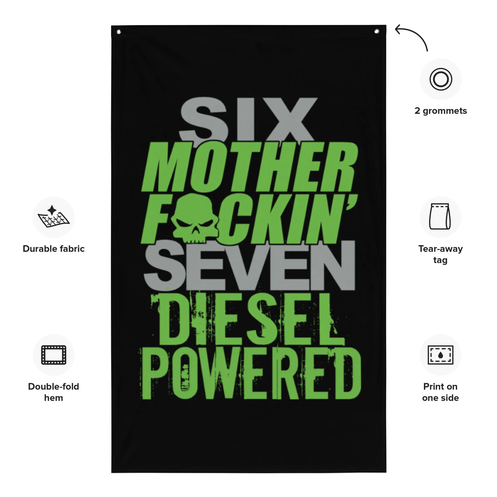 6.7 Power Stroke Diesel Flag, Six MFN Seven Diesel Powered Truck, Garage Decor, Dorm Poster, Man Cave Decoration