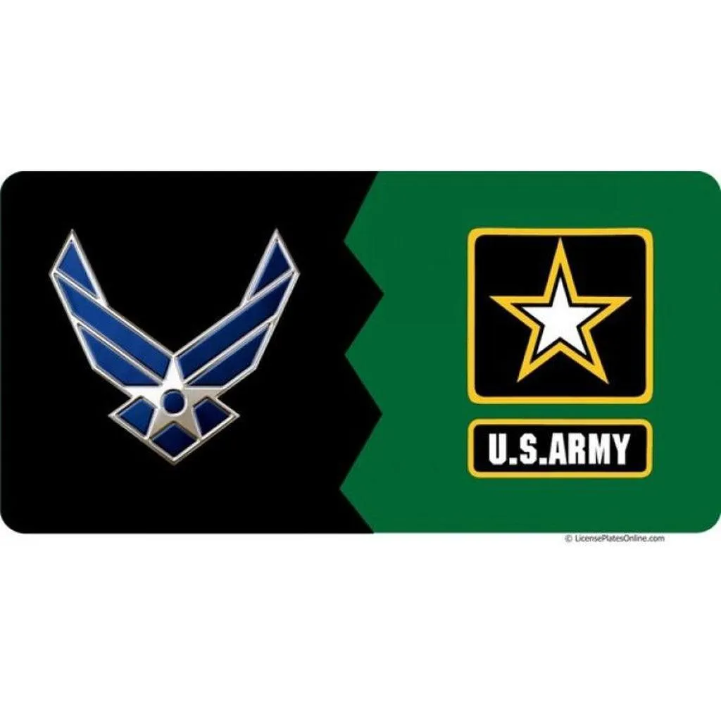 Air Force And Army House Divided Photo License Plate