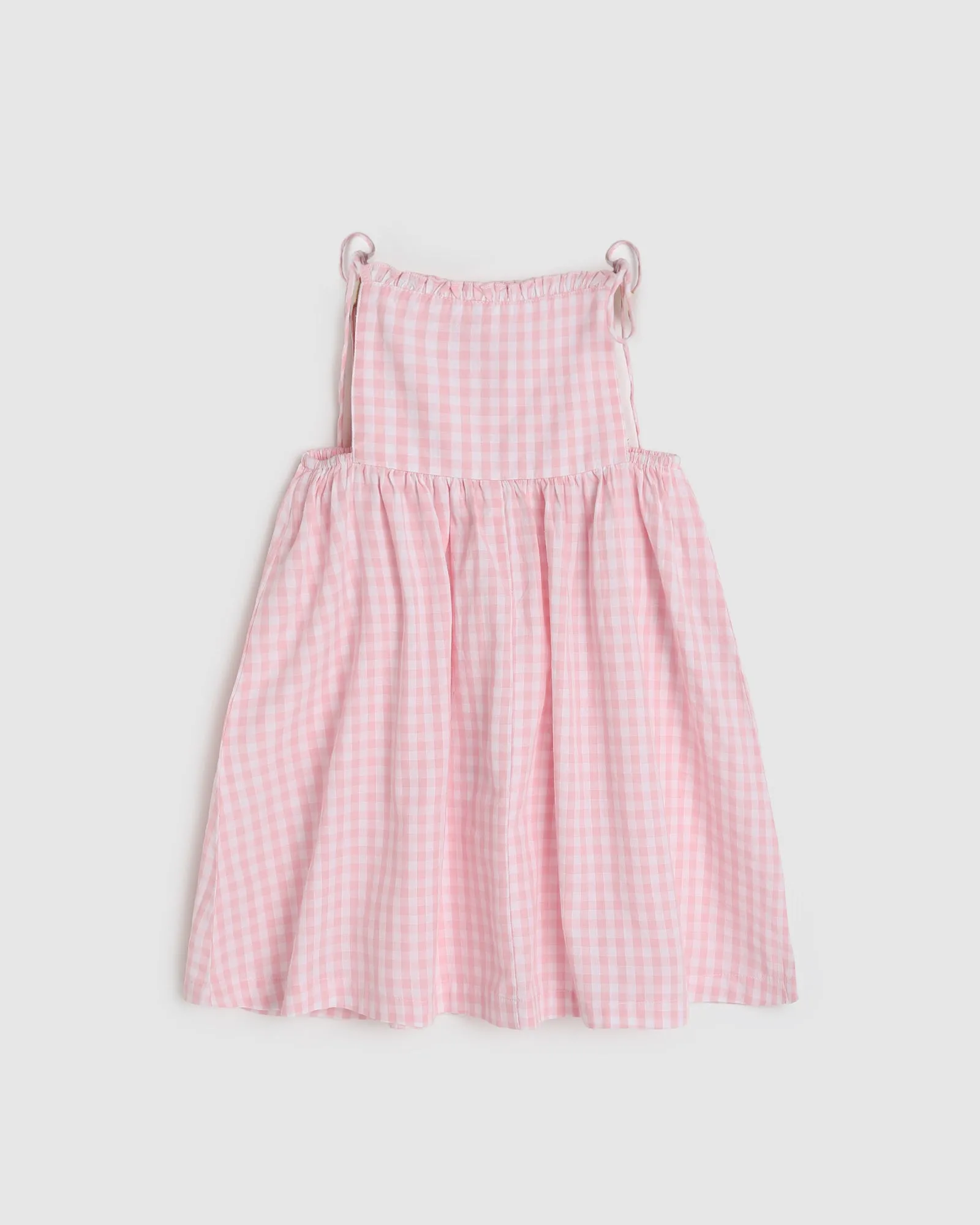 Angela Dress - Pink Gingham Birds