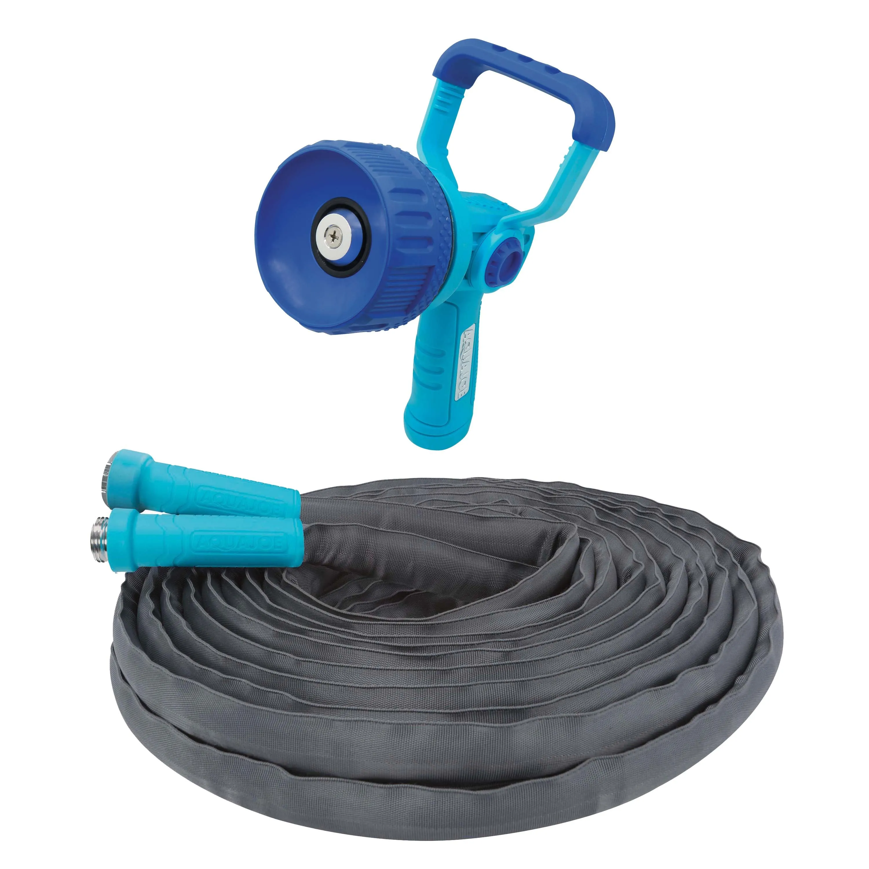 Aqua Joe AJ-FJMAX-BDL Fiberjacket Superlight Garden Hose Bundle | W/ Fireman's Nozzle   50 Ft Hose