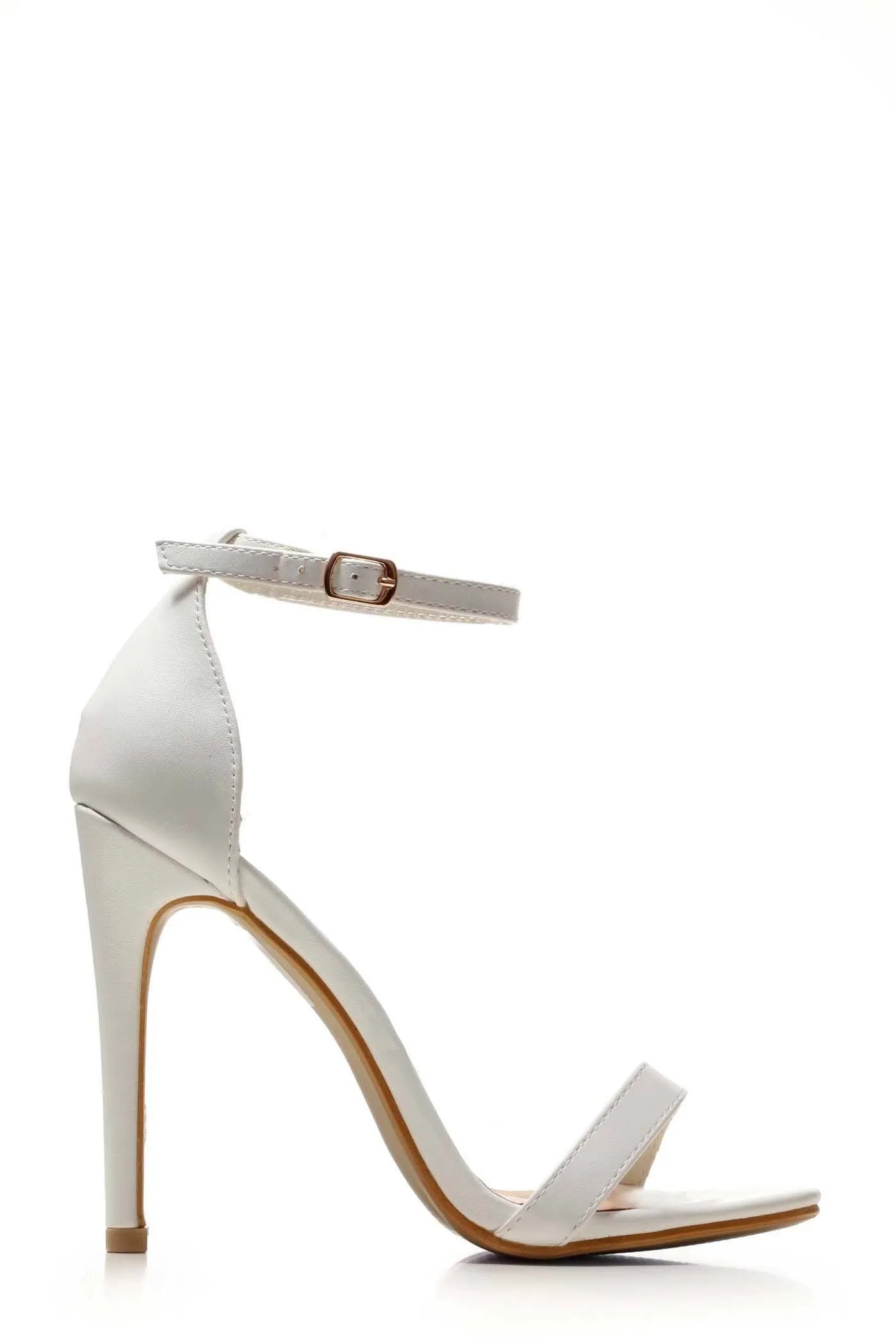 Arron Ankle Strap Stiletto Sandal In White