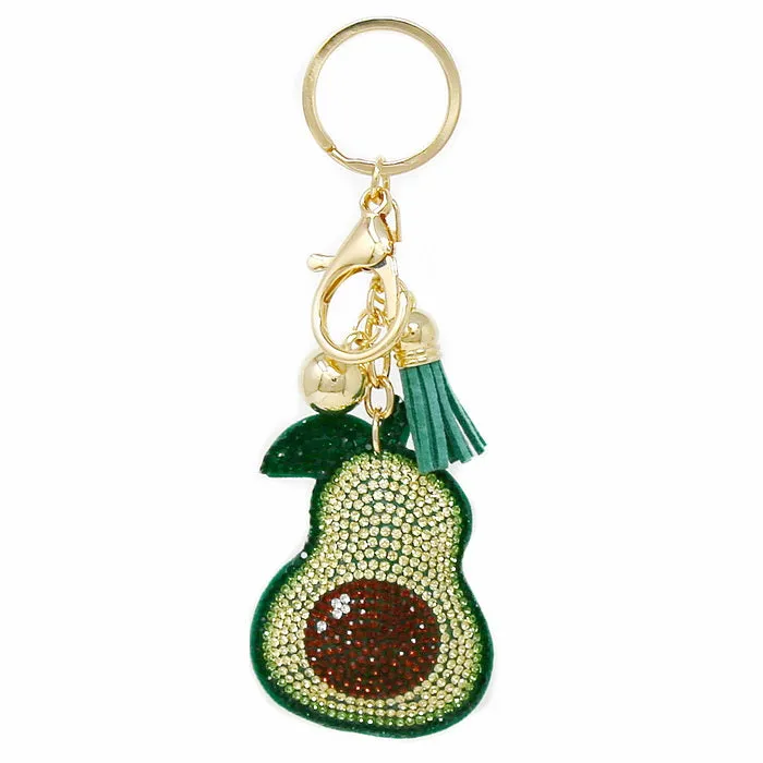 Avocado Rhinestone Tape Keychain