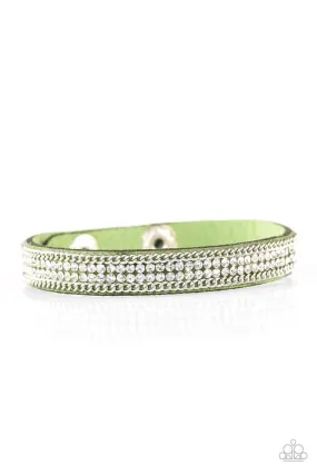 Babe Bling Green and White Narrow Wrap Snap Bracelet - Paparazzi Accessories