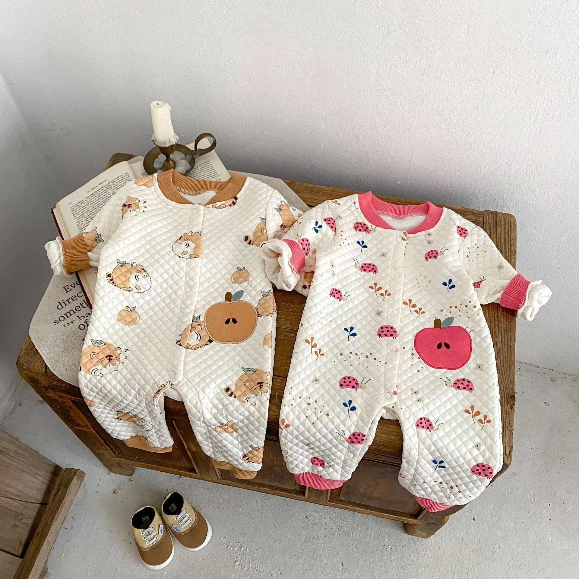 Baby Girls Fruit Cartoon Print Jumpsuits Wholesale 24011168