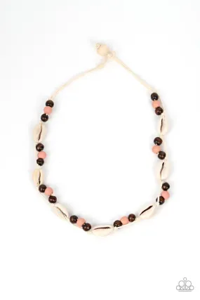 Bermuda Beachcomber Pink Wood & Shell Urban Necklace - Paparazzi Accessories