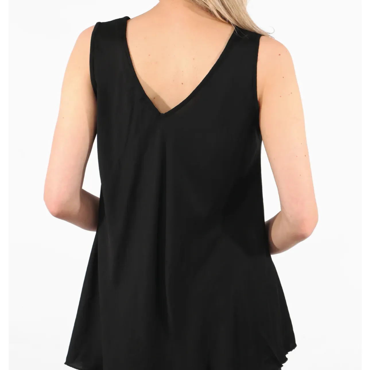 Black V Neck Swing Vest