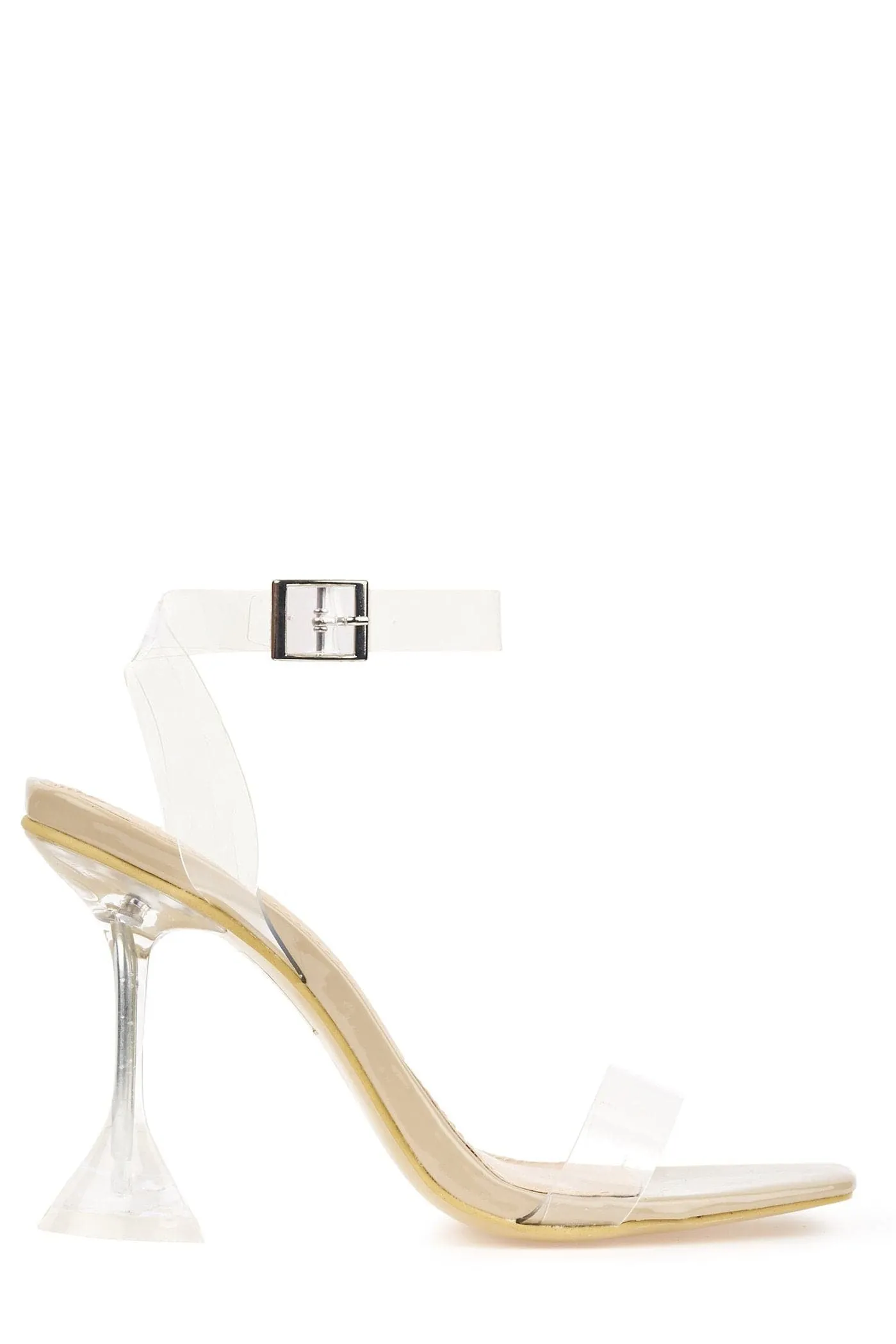 Cassie Perspex Spool Heel Sandal in Nude