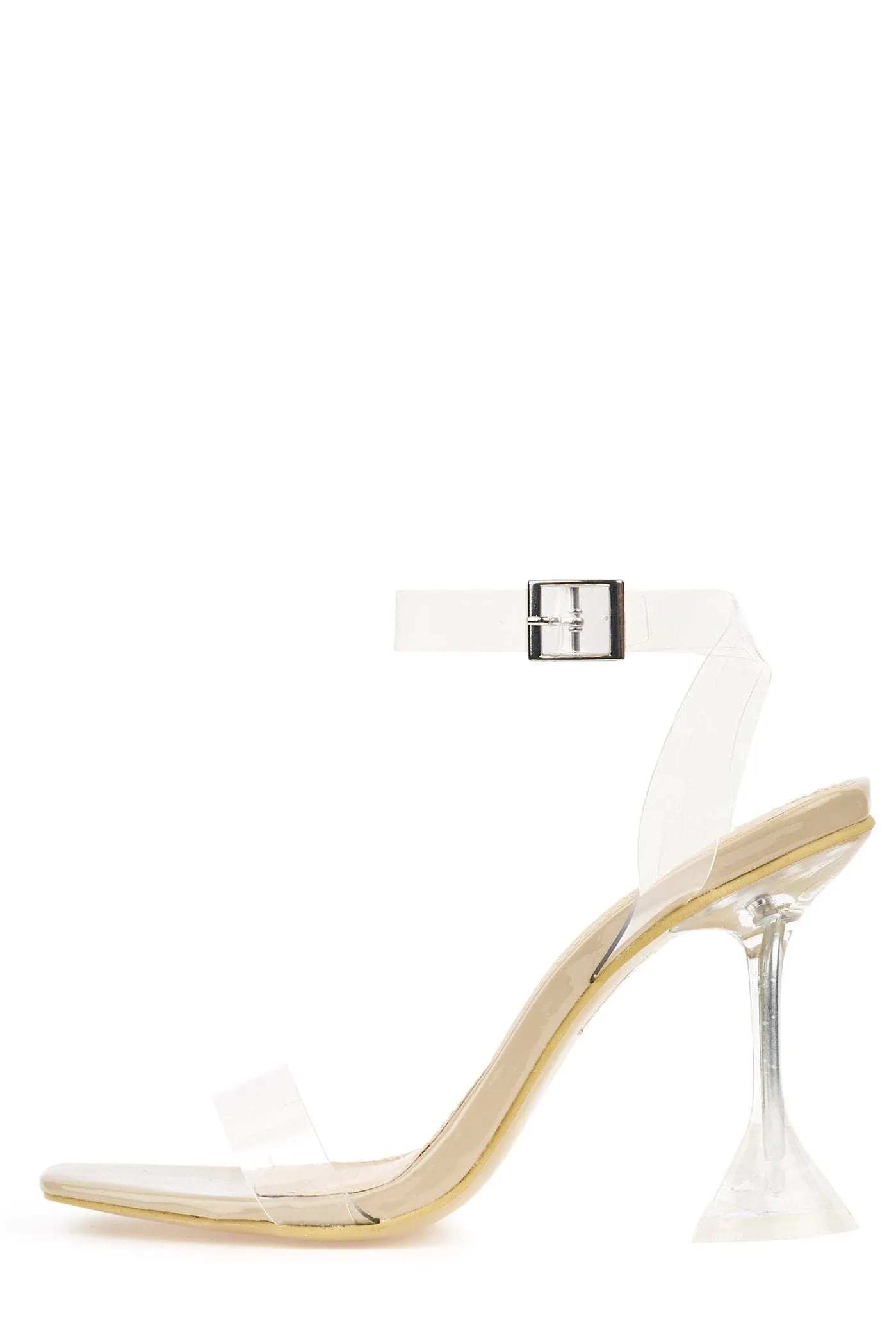 Cassie Perspex Spool Heel Sandal in Nude