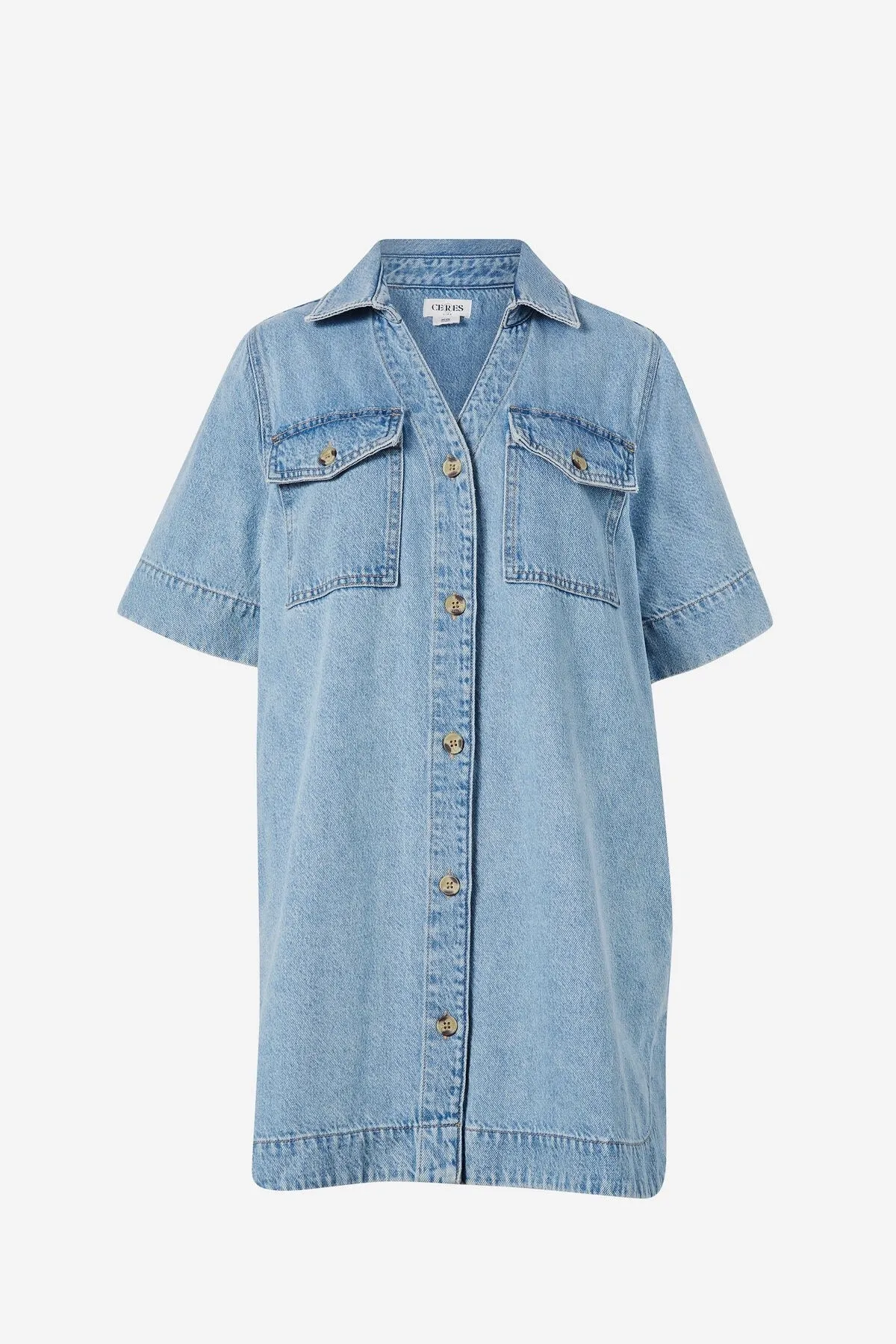 Ceres Life - Boxy Shirt Dress-Vintage Blue Denim