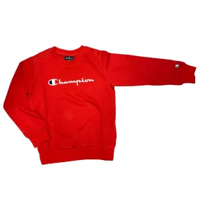 Champion crew neck sweatshirt for boys with front writing 306748 red