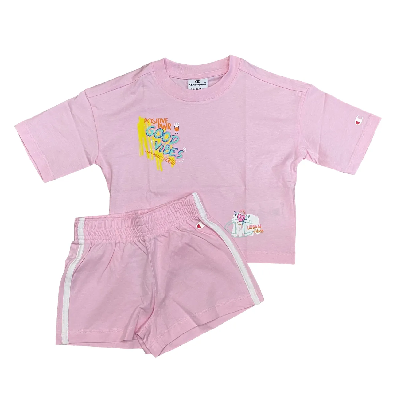 Champion girl's outfit short sleeve t-shirt and shorts 404929 PS013 pink