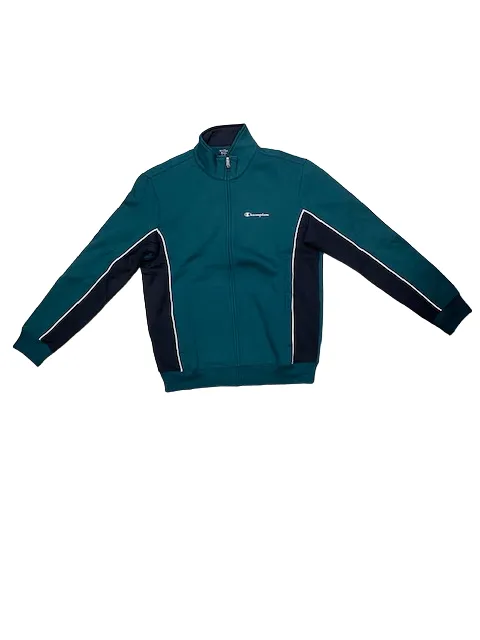 Champion Men's sports tracksuit in fleece cotton with zip 218111 GS549 TEL/NNY green-blue