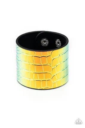 Chroma Croc Multi-color Leather Wrap Snap Bracelet - Paparazzi Accessories