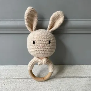 Creamy Rattle & Teether Rabbit Organic Toys