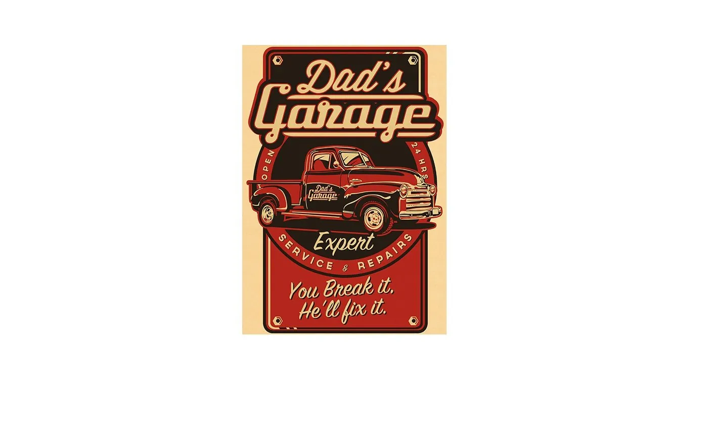 Dad's Garage Classic Vintage Kraft Paper Poster Wall Sticker