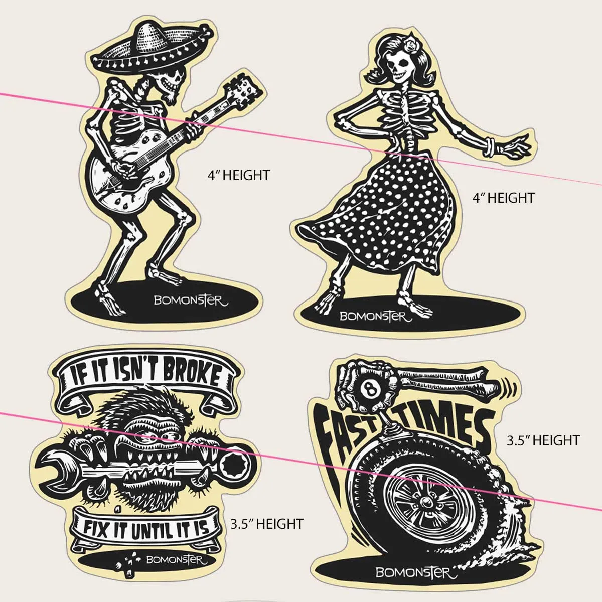 Day Of The Dead Hot Rod Garage Sticker Blast (#7) 4 Sticker Combo