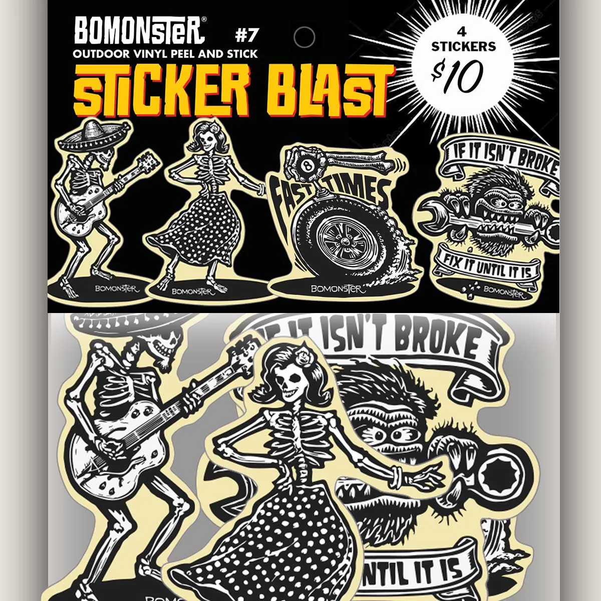 Day Of The Dead Hot Rod Garage Sticker Blast (#7) 4 Sticker Combo