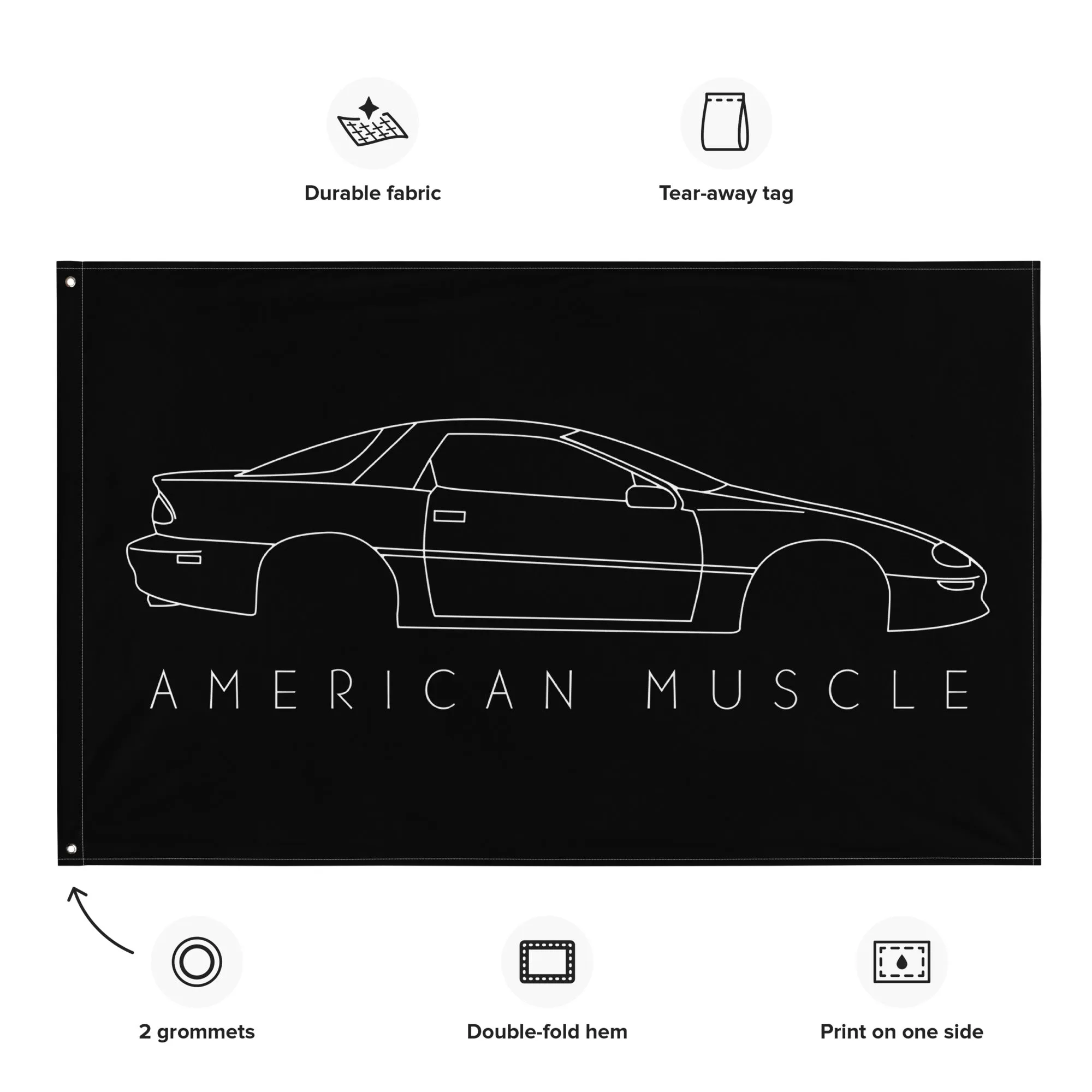 Early 4th Gen Camaro Line Art Flag , Garage Decor, Man Cave Art