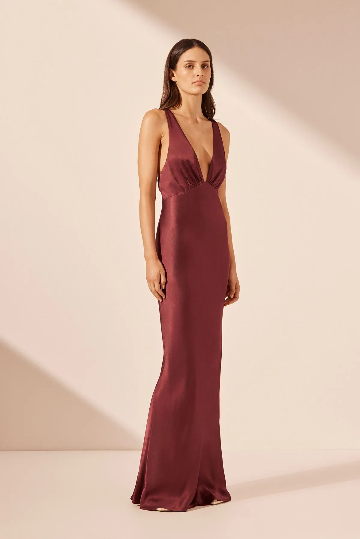 ELIA PLUNGED CROSS BACK MAXI DRESS - SHIRAZ