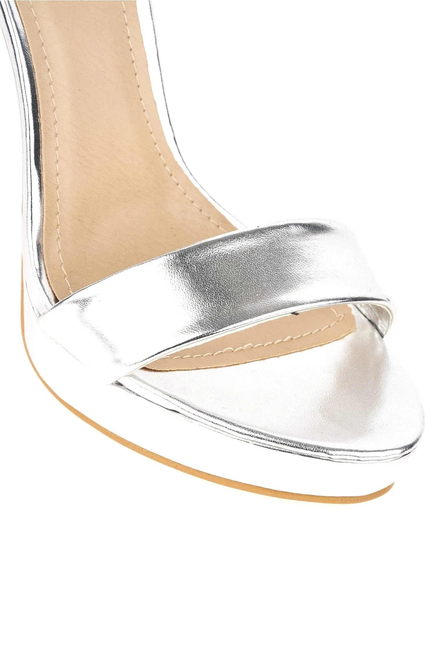 Ella Barely There Platform Sandal in Silver PU