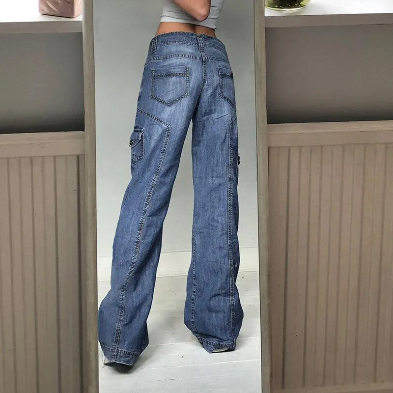 Faded Pocketed Y2K Jeans