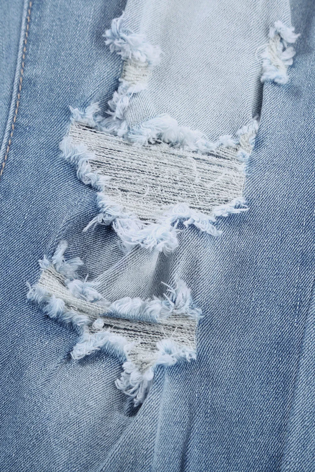 Fashion Light Blue Distressed Boyfriend Denim Pants