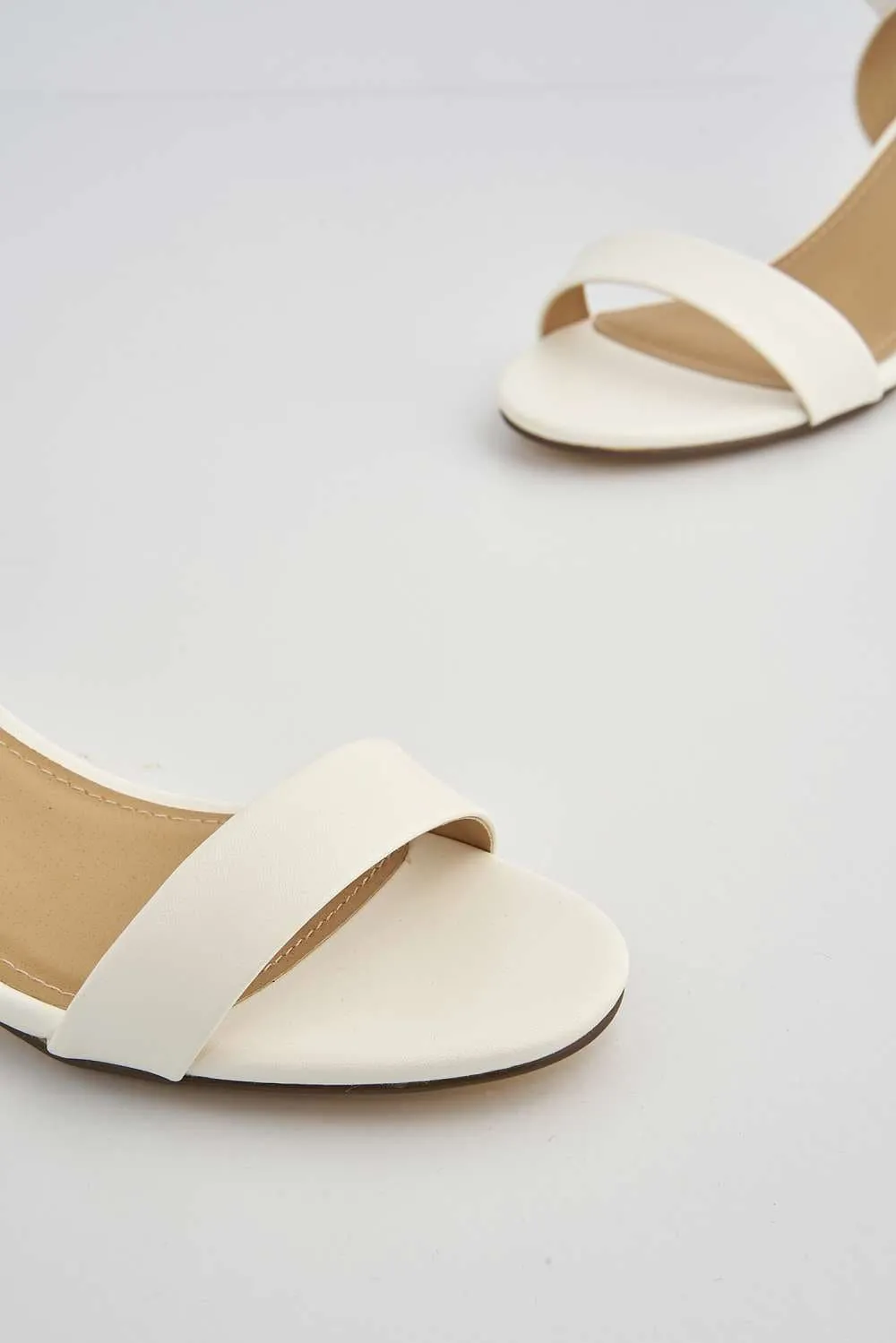 Flori Block Heel Anklestrap Sandal in White PU