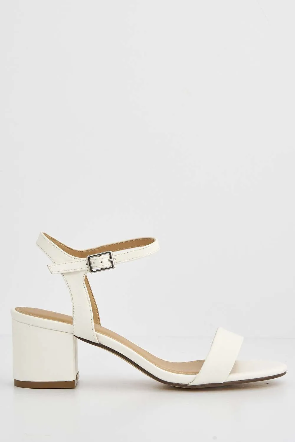 Flori Block Heel Anklestrap Sandal in White PU