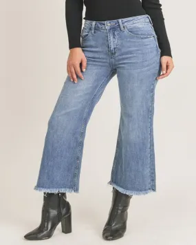 Frayed Ankle Wide Leg Jeans