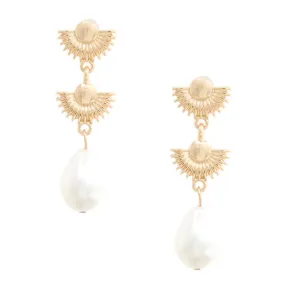 Gold & Pearl Triple Drop Earring