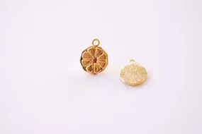 Gold Fruit Slice Charm - 16k gold plated over Brass Lemon Lime Orange Grapefruit Slice Wedge Charm HarperCrown Etsy Wholesale Brass B107