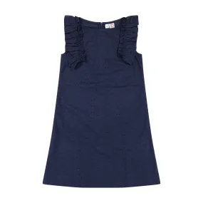 Grace Ruffle Sleeve Shift Dress Navy Eyelet