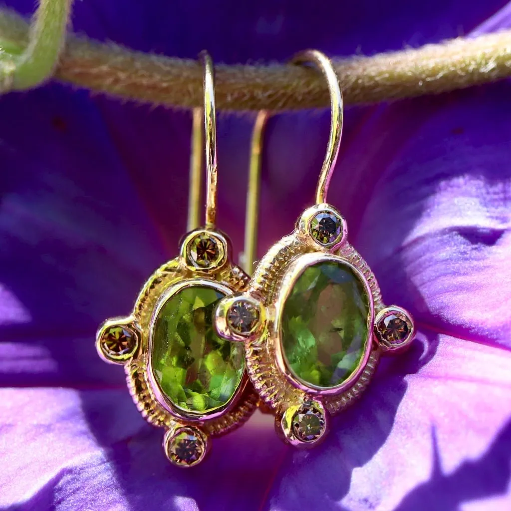 Harmony 14k Gold, Diamond and Peridot Earrings