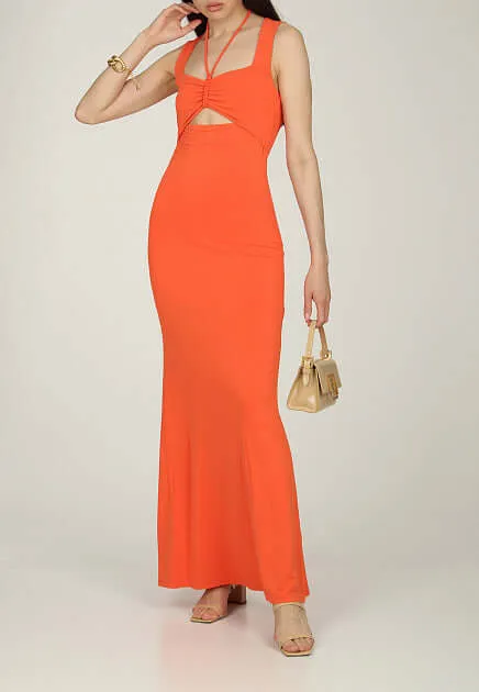 Intense Coral Cut-Out Dress