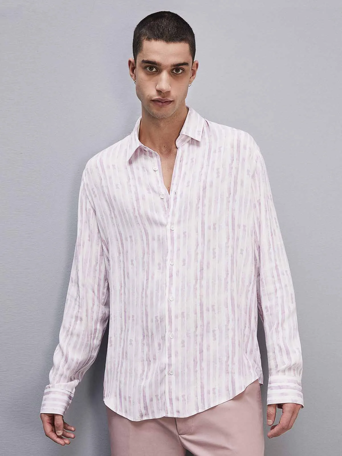 Iris Irregular Stripe viscose shirt