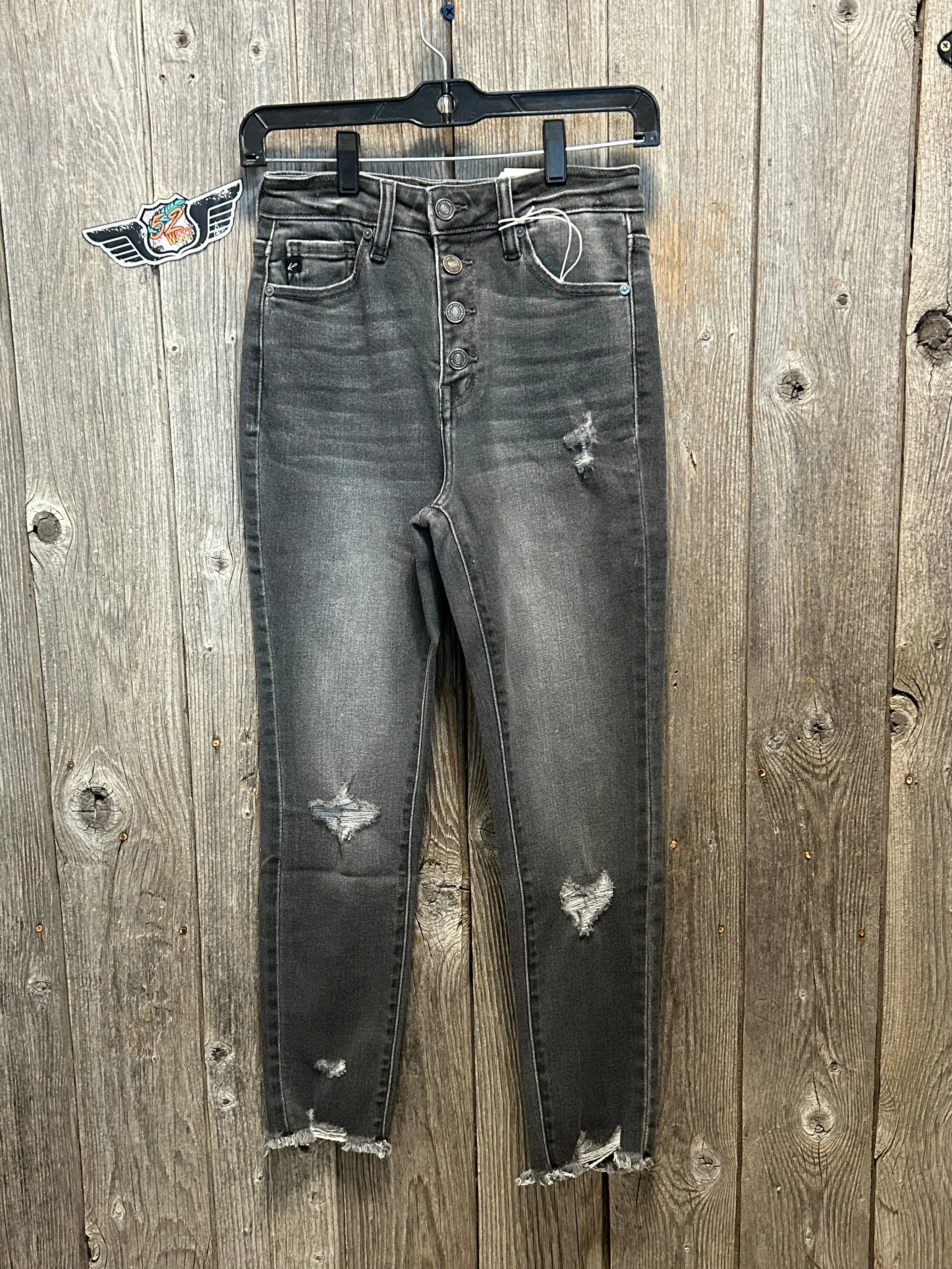 KC8423 High Rise Frey Hem Skinny