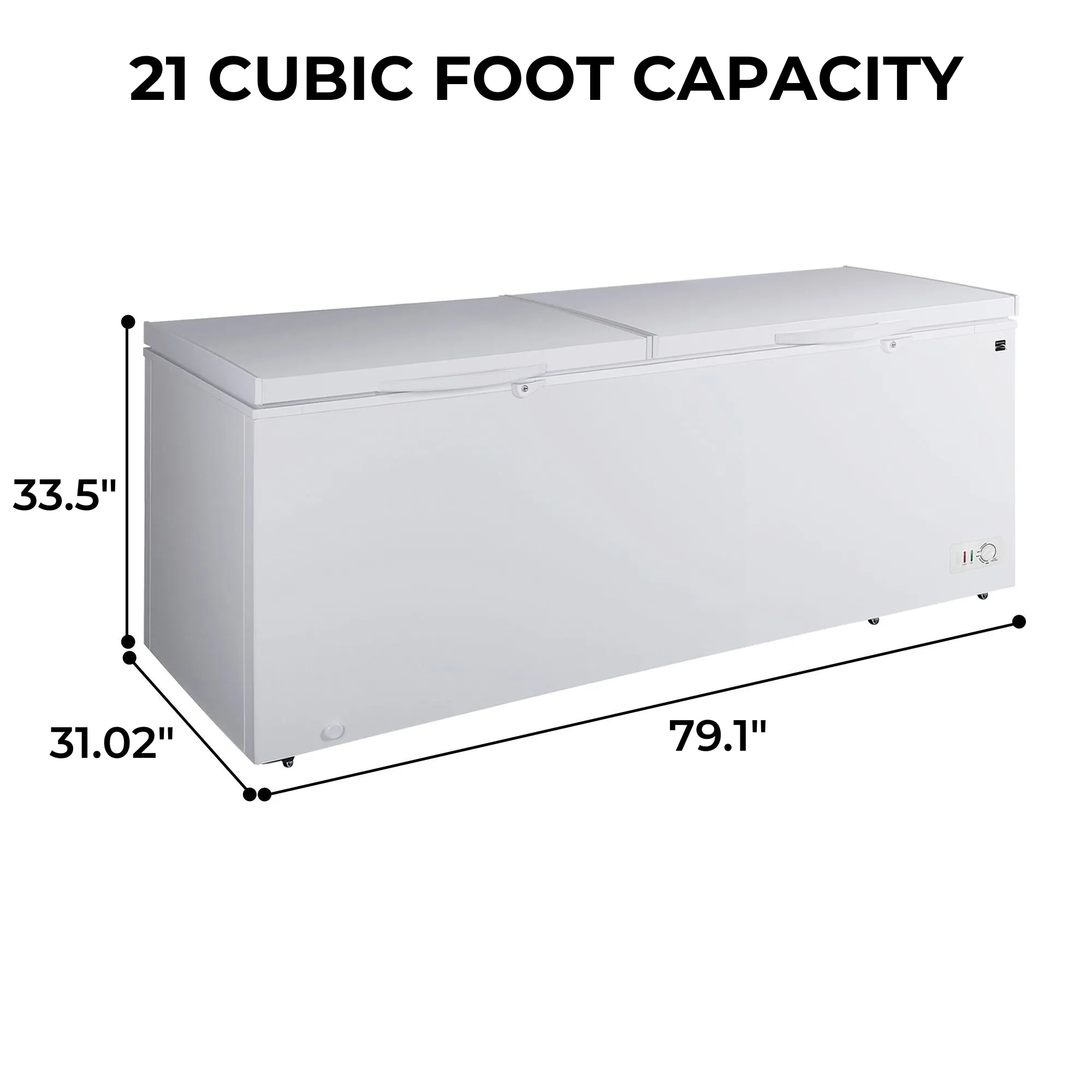 Kenmore 21 Cu. Ft. (600L) Convertible Chest Freezer/Refrigerator | Garage-Ready Deep Freeze | Dual Lids With Safety Locks | Manual Defrost | Easy-Rolling Wheels | White | Hunting Cabin Garage Cottage