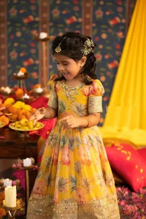 Kids Girl Ready to Wear Embroidery Sequence Gown Dupatta Set