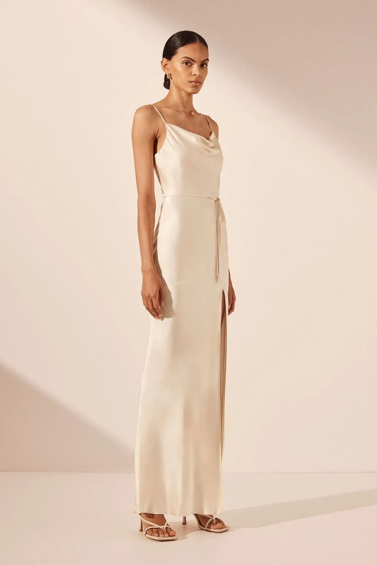 LA LUNE BIAS COWL MAXI DRESS - CREAM