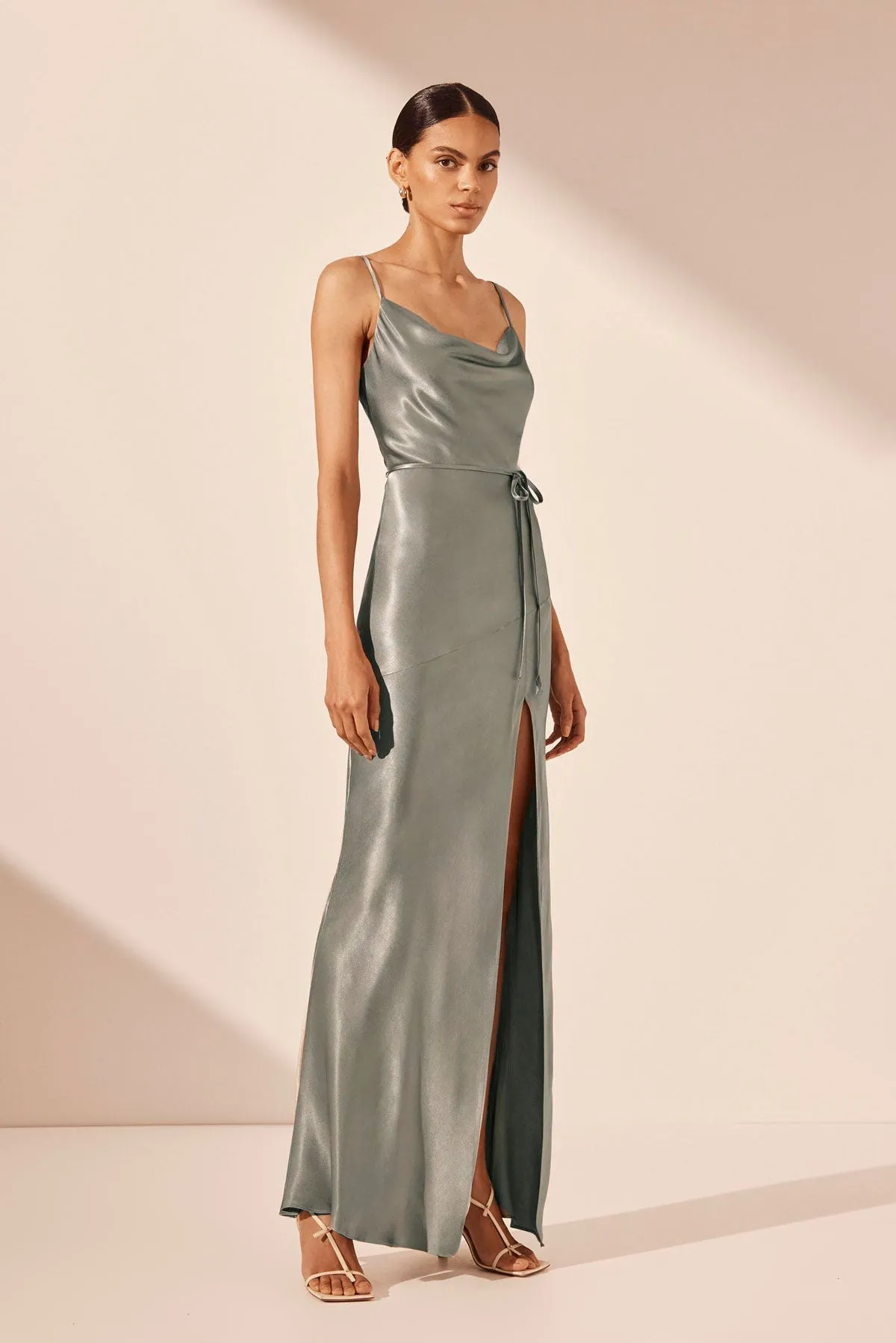 LA LUNE BIAS COWL MAXI DRESS - SAGE