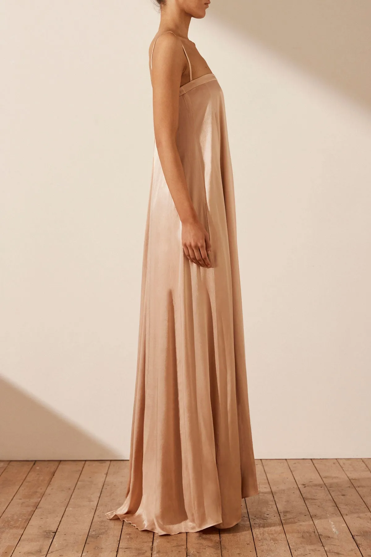 LA LUNE COLUMN MAXI DRESS - DESERT ROSE