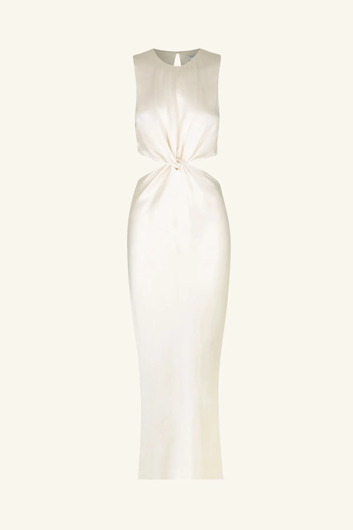 LA LUNE TWIST FRONT SLEEVELESS MIDI DRESS - CREAM