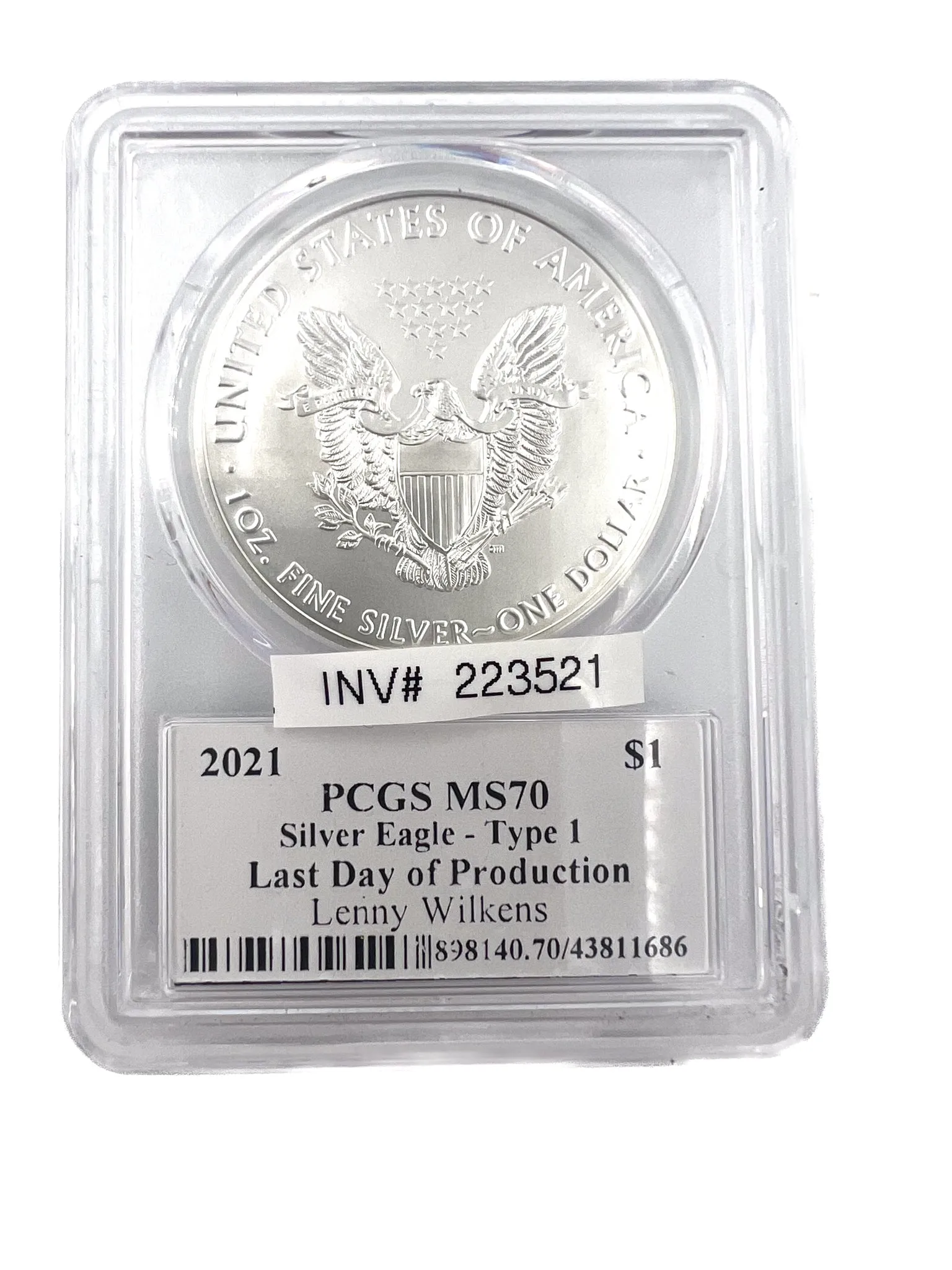 Lenny Wilkens Signed Silver Eagle - PCGS MS70