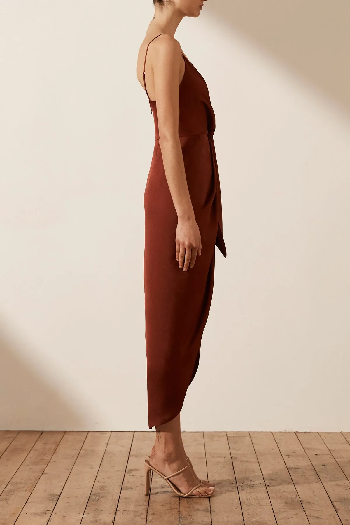 LUXE TIE FRONT COCKTAIL DRESS - SANGRIA