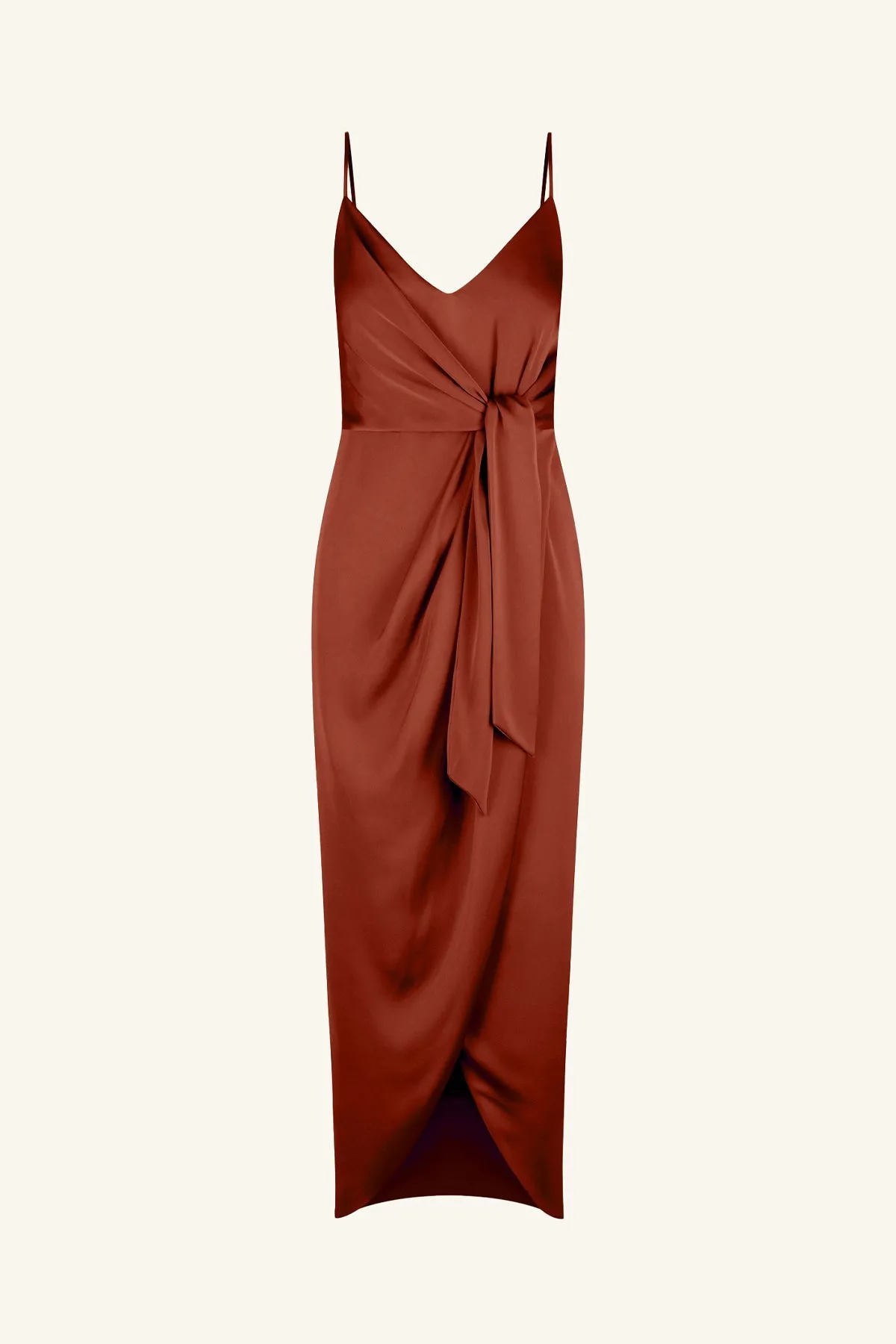 LUXE TIE FRONT COCKTAIL DRESS - SANGRIA