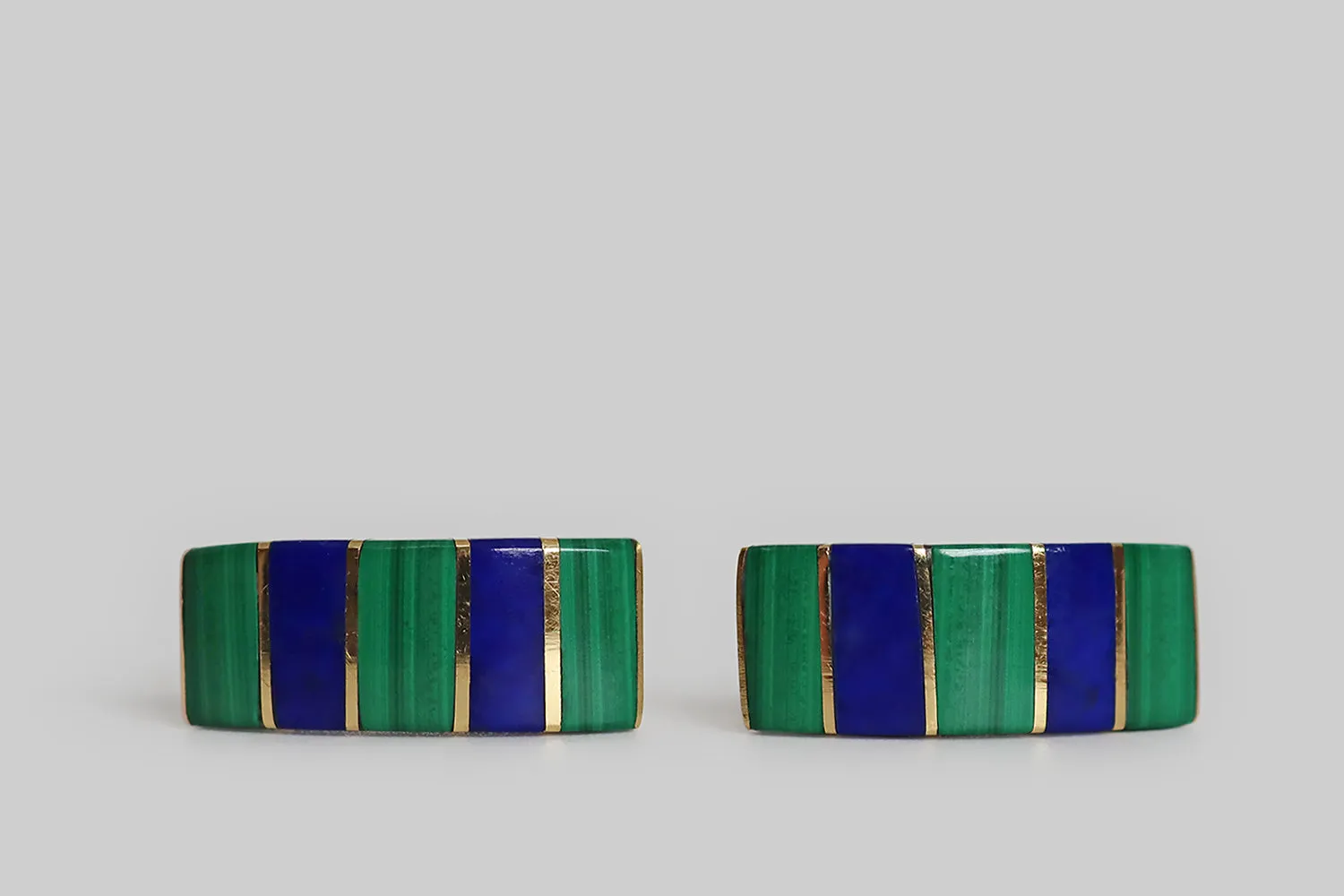 Malachite & Lapis Inlay Arched Post Earrings